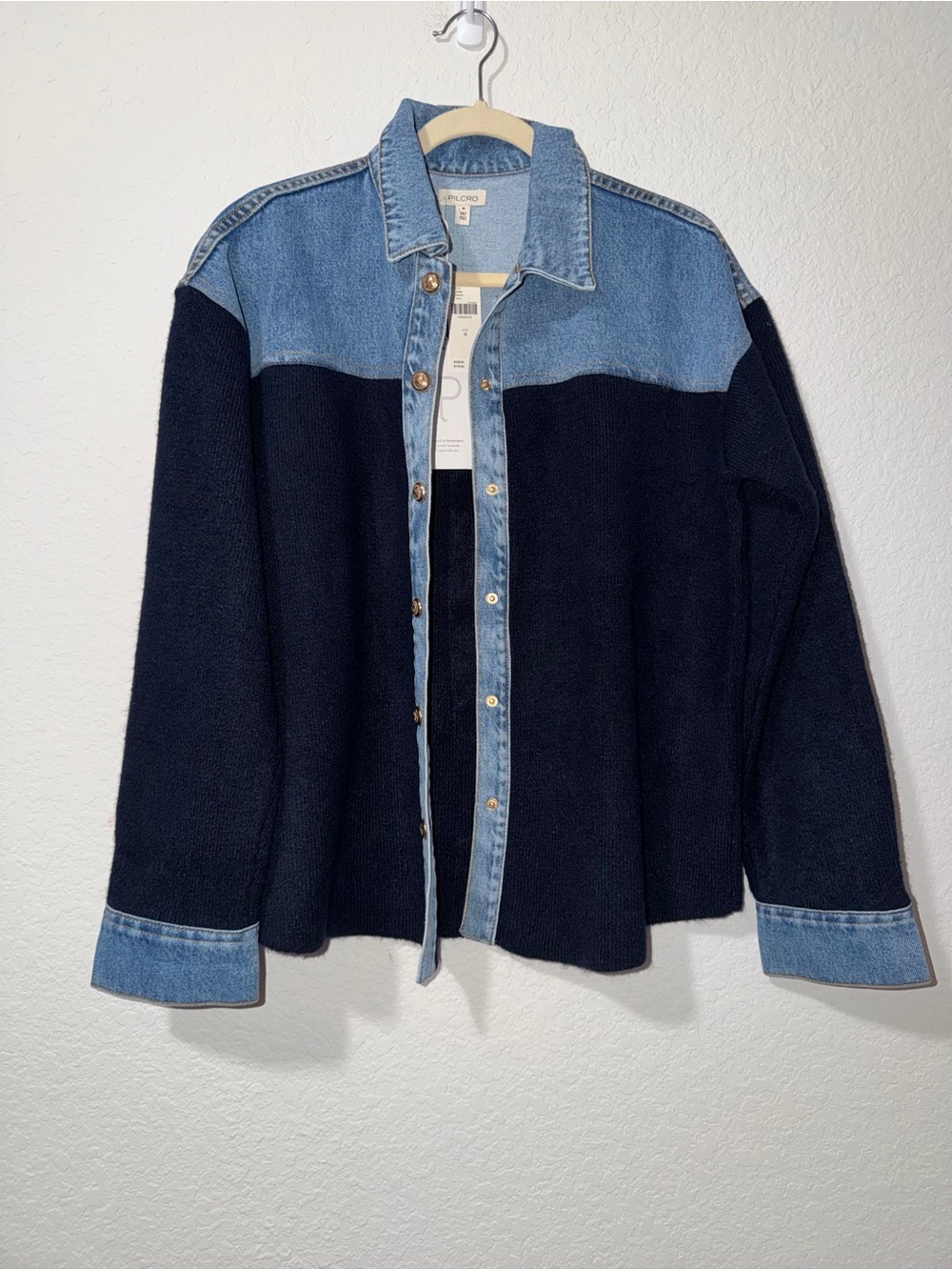 NWT Pilcro Media Sweater Denim Jacket - Picture 4 of 9